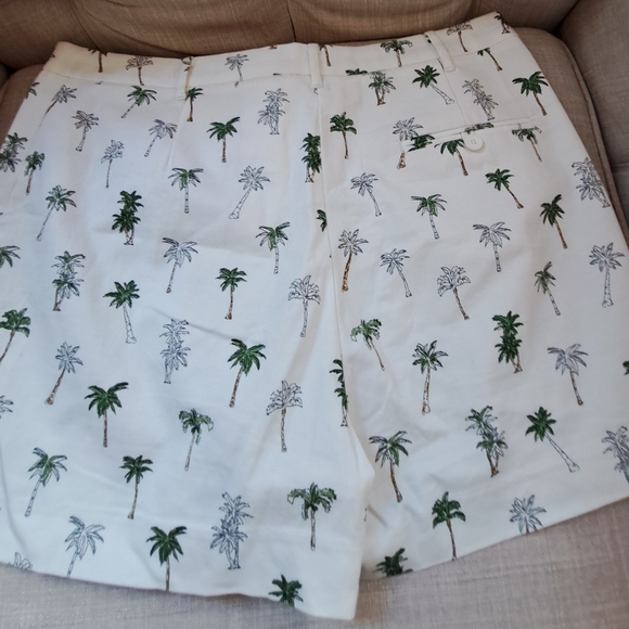 Zara White Shorts with Green Palm Print - Picture 2 of 3